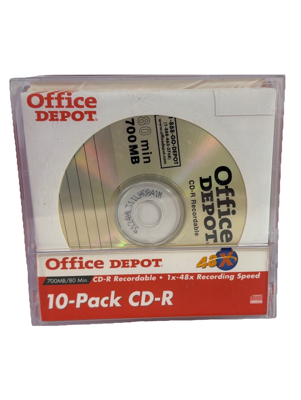 NEW Office Depot CD-R 10-pack 700MB/80 Min 1x-48x Recording Speed